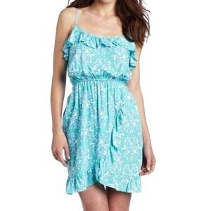 LILLY PULITZER Kalen Lagoon Blue Green Hey Sailor Flounce Ruffle Faux Wrap Dress